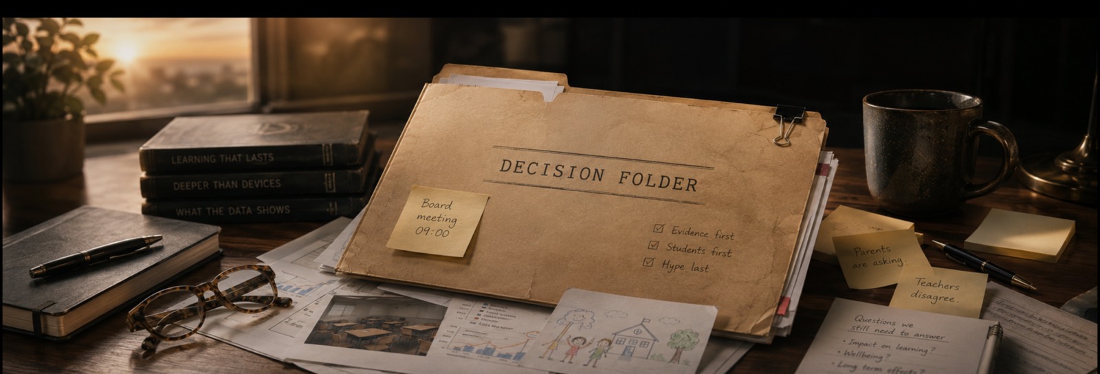 The decision folder on the desk.